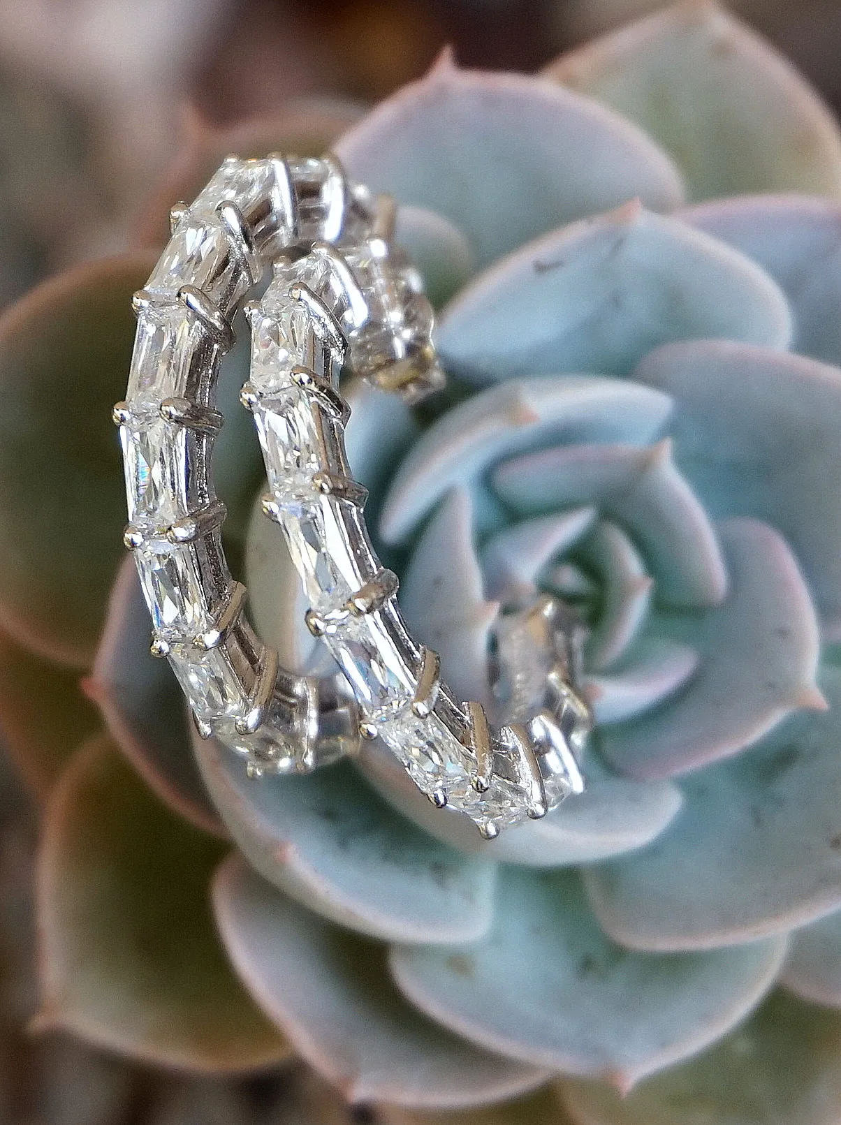 White Topaz Hoop Earring Set 1