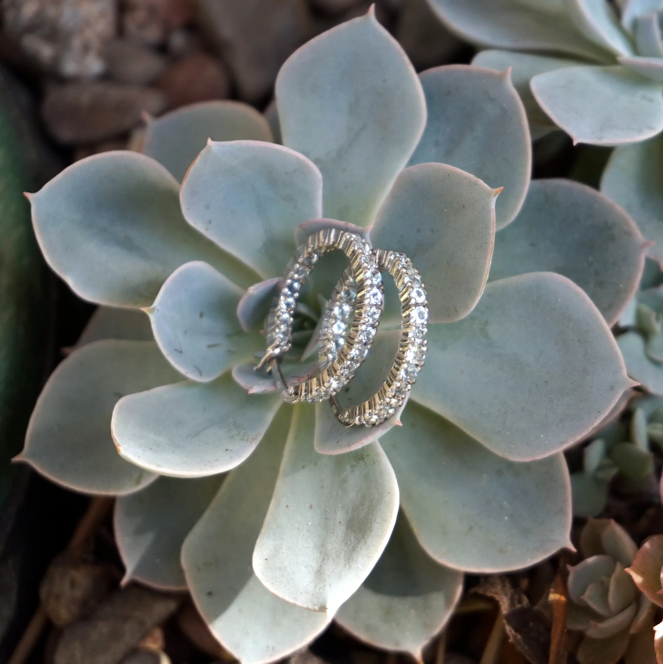 White Topaz Hoop Earring Set 2