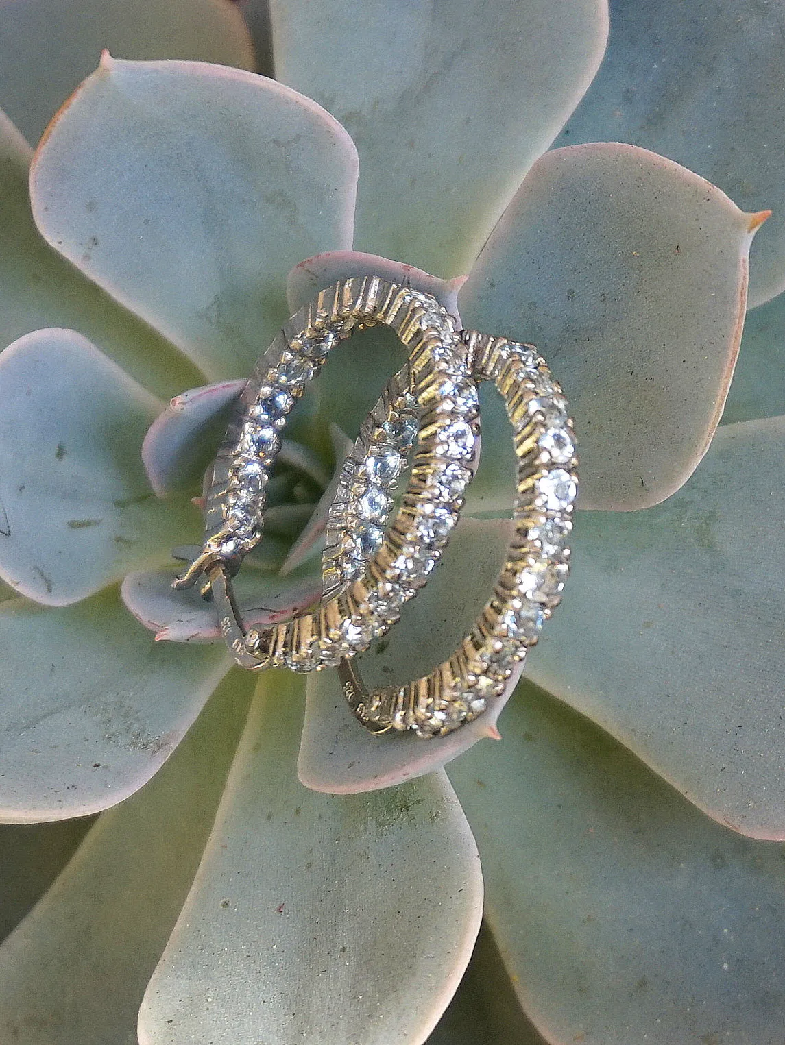 White Topaz Hoop Earring Set 2