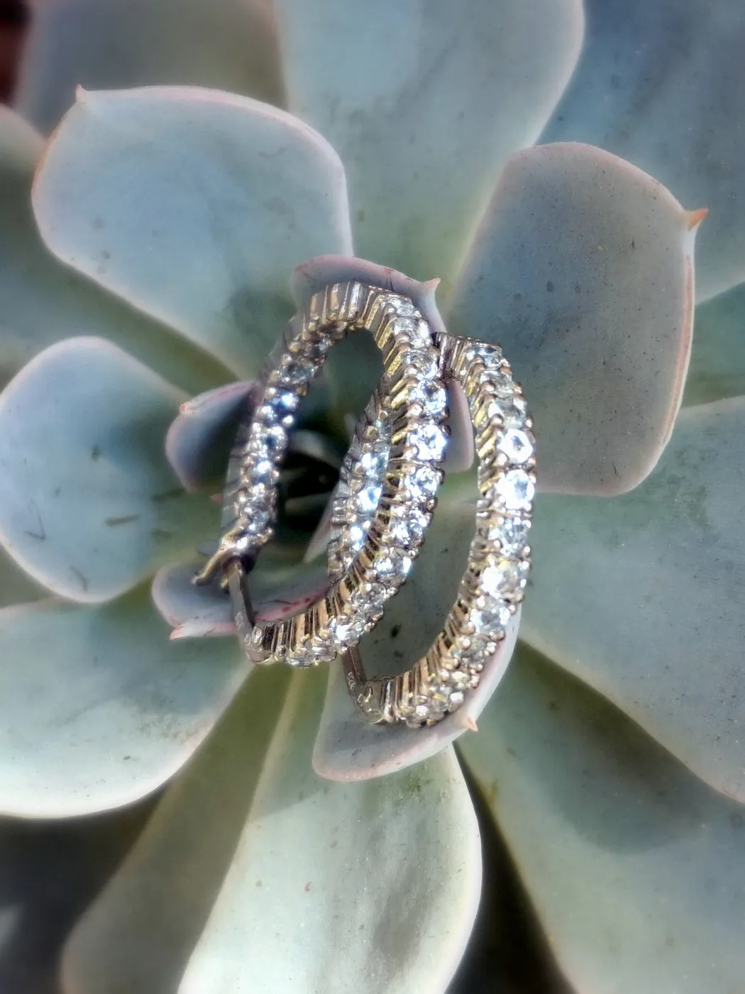 White Topaz Hoop Earring Set 2