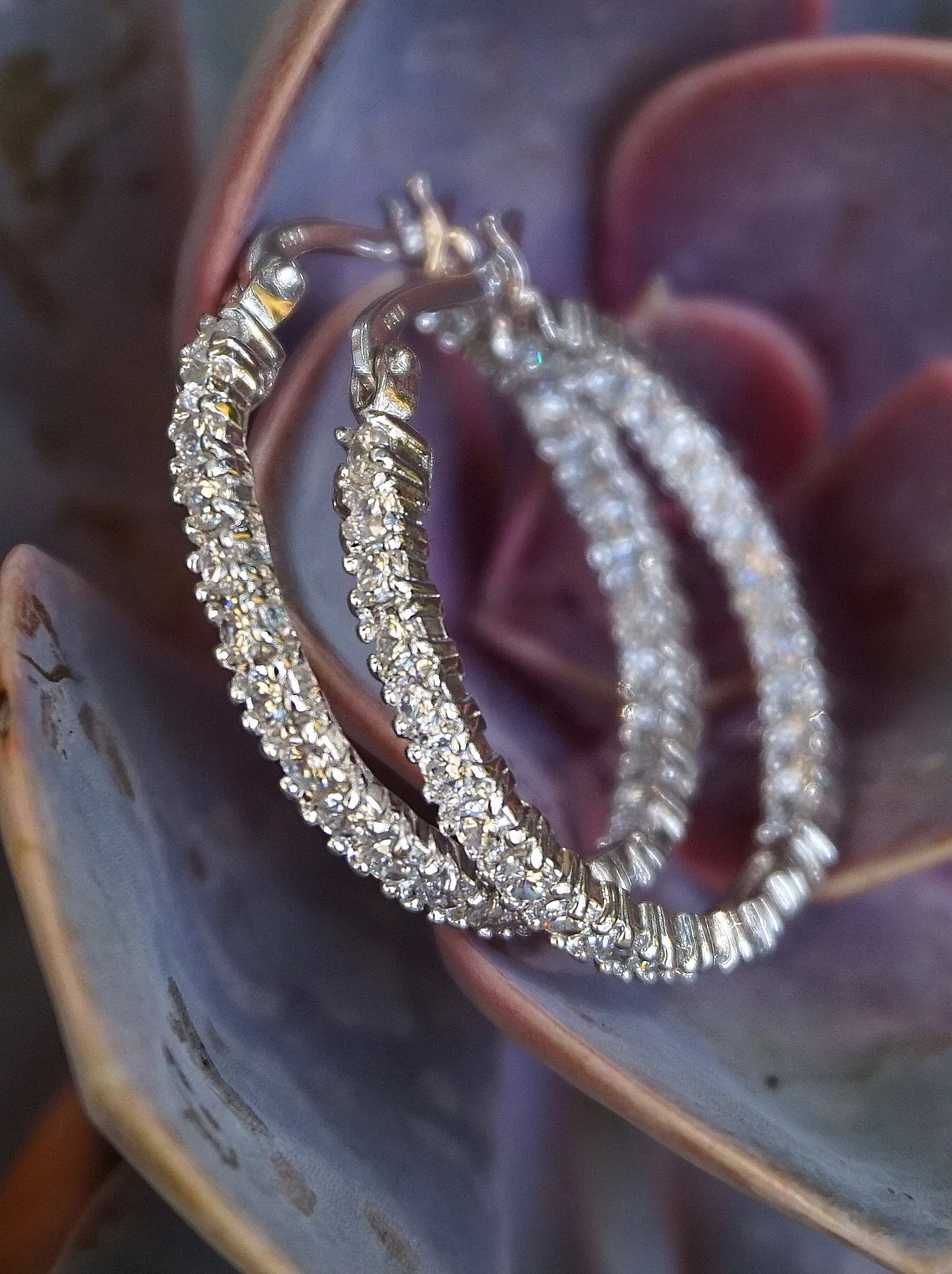 White Topaz Hoop Earring Set 2