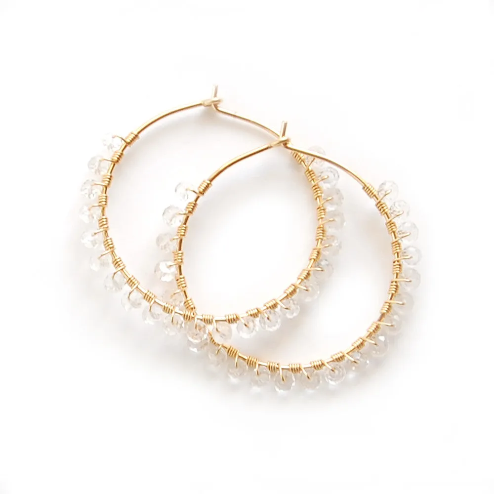 White Topaz Hoop Earrings
