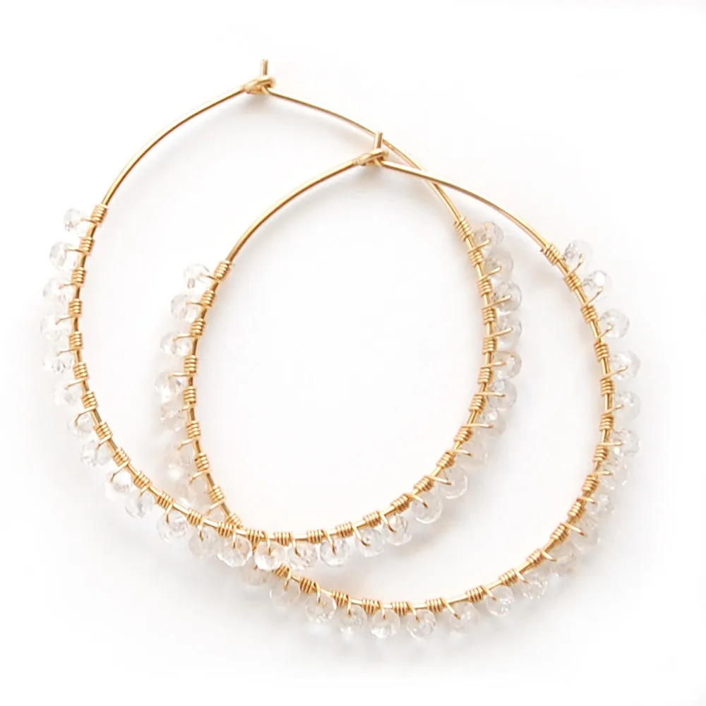 White Topaz Hoop Earrings