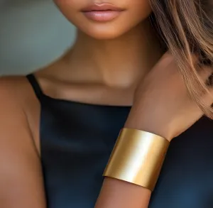 Wide 14k Gold Large Open Cuff Bracelet