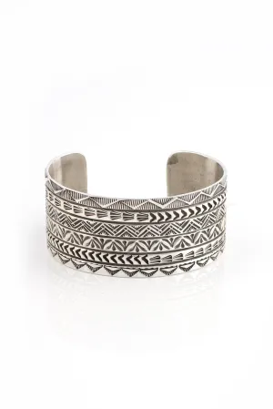 Wide Stamped Sterling Silver Cuff