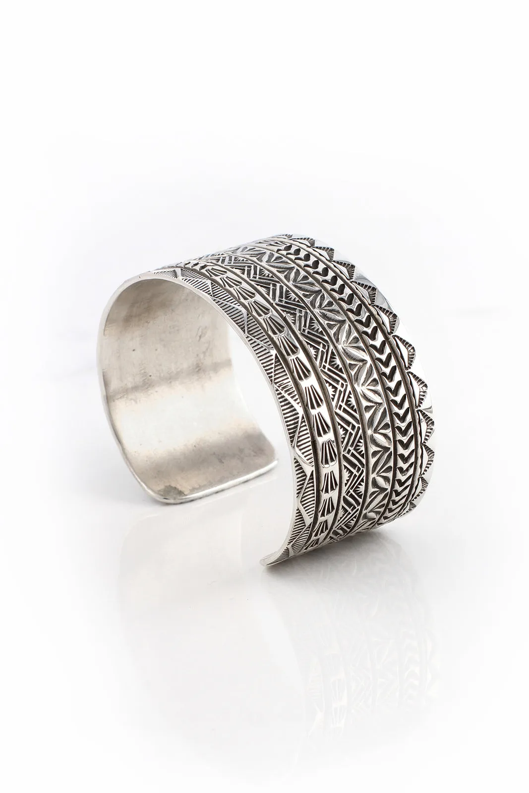 Wide Stamped Sterling Silver Cuff