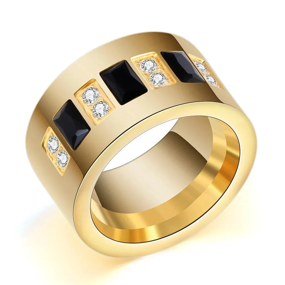 Women Crystal Rings Stainless Steel Wedding Rings For Women Party Jewelry
