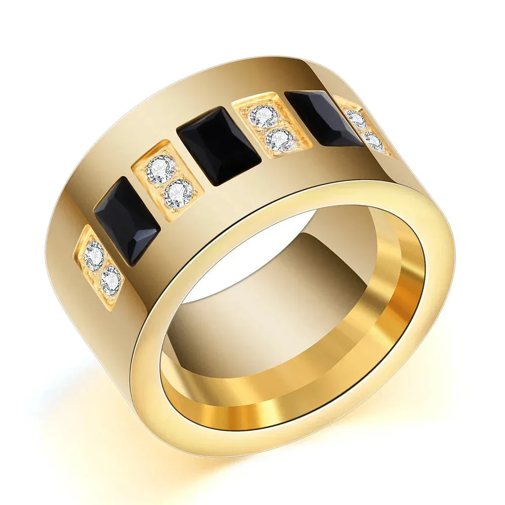 Women Crystal Rings Stainless Steel Wedding Rings For Women Party Jewelry