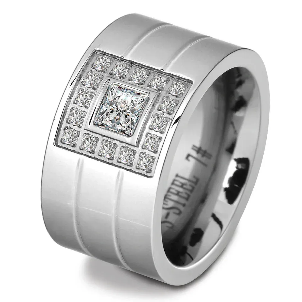 Women Crystal Rings Stainless Steel Wedding Rings For Women Party Jewelry