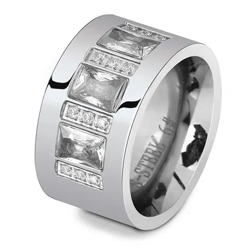 Women Crystal Rings Stainless Steel Wedding Rings For Women Party Jewelry