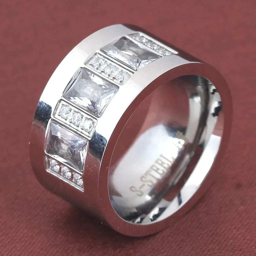 Women Crystal Rings Stainless Steel Wedding Rings For Women Party Jewelry