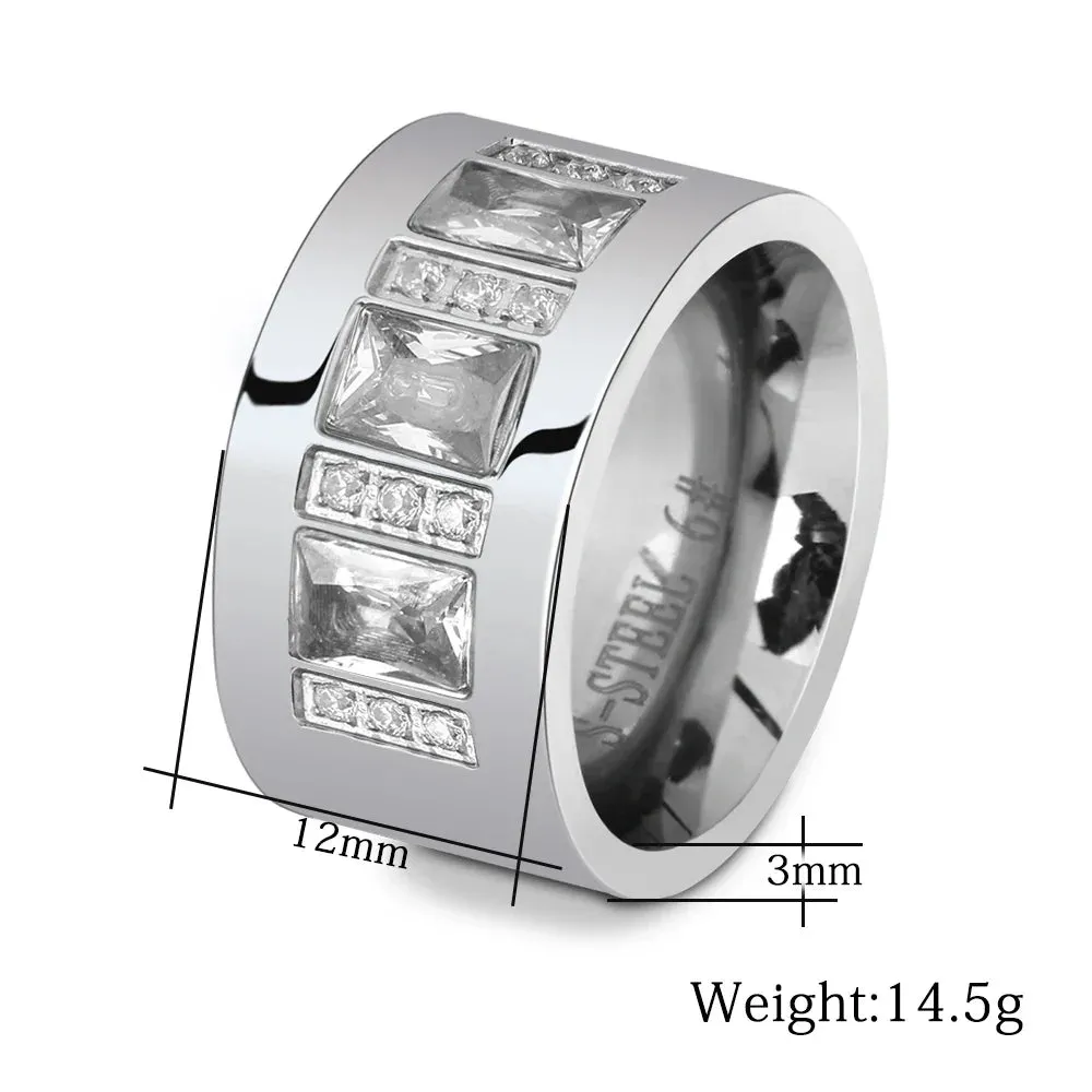 Women Crystal Rings Stainless Steel Wedding Rings For Women Party Jewelry