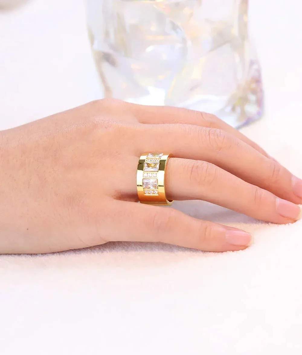 Women Crystal Rings Stainless Steel Wedding Rings For Women Party Jewelry