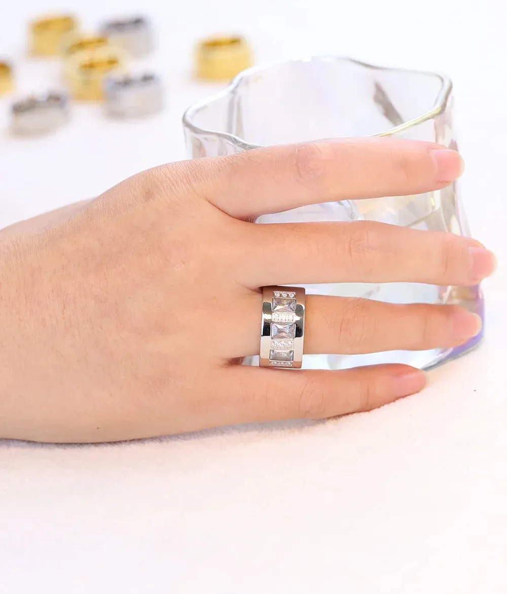 Women Crystal Rings Stainless Steel Wedding Rings For Women Party Jewelry