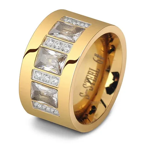 Women Crystal Rings Stainless Steel Wedding Rings For Women Party Jewelry