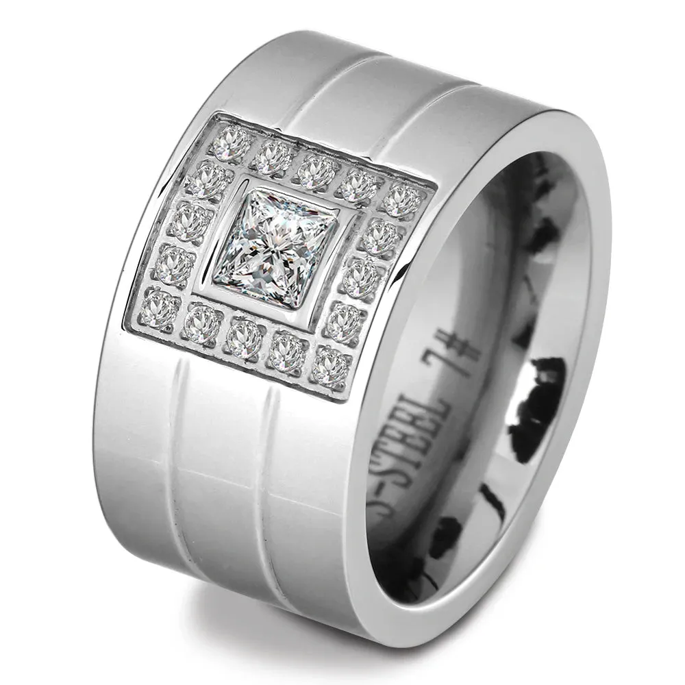 Women Crystal Rings Stainless Steel Wedding Rings For Women Party Jewelry
