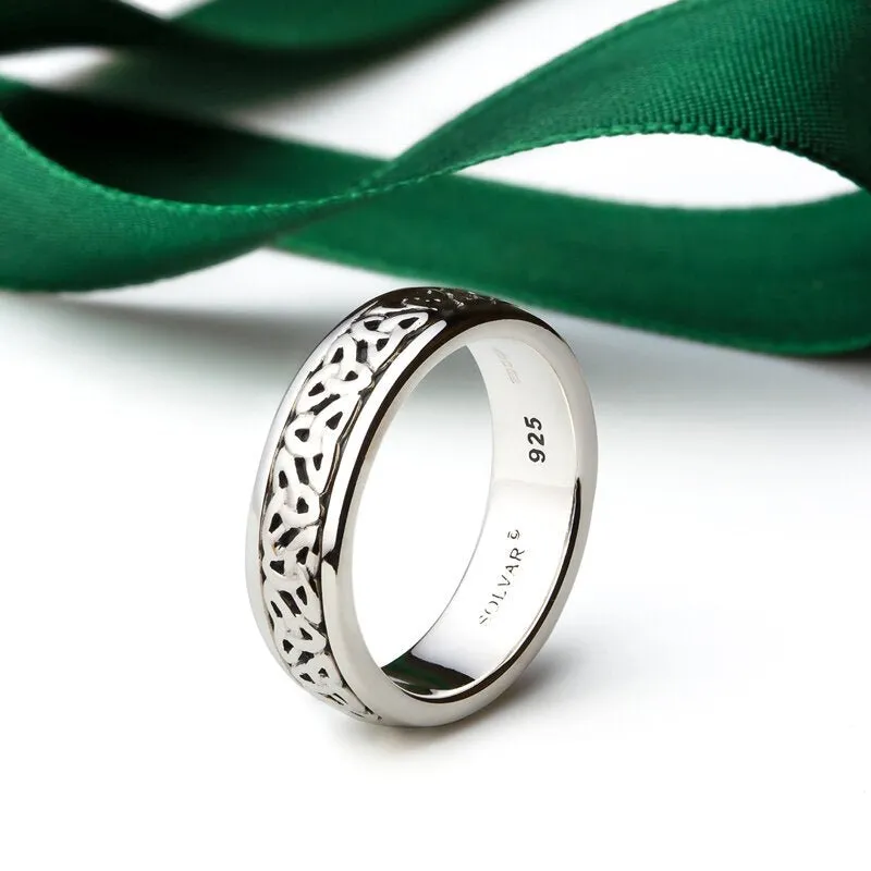 Women's Sterling Silver Oxidized Celtic Trinity Knot Wedding Ring S21011