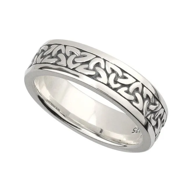 Women's Sterling Silver Oxidized Celtic Trinity Knot Wedding Ring S21011