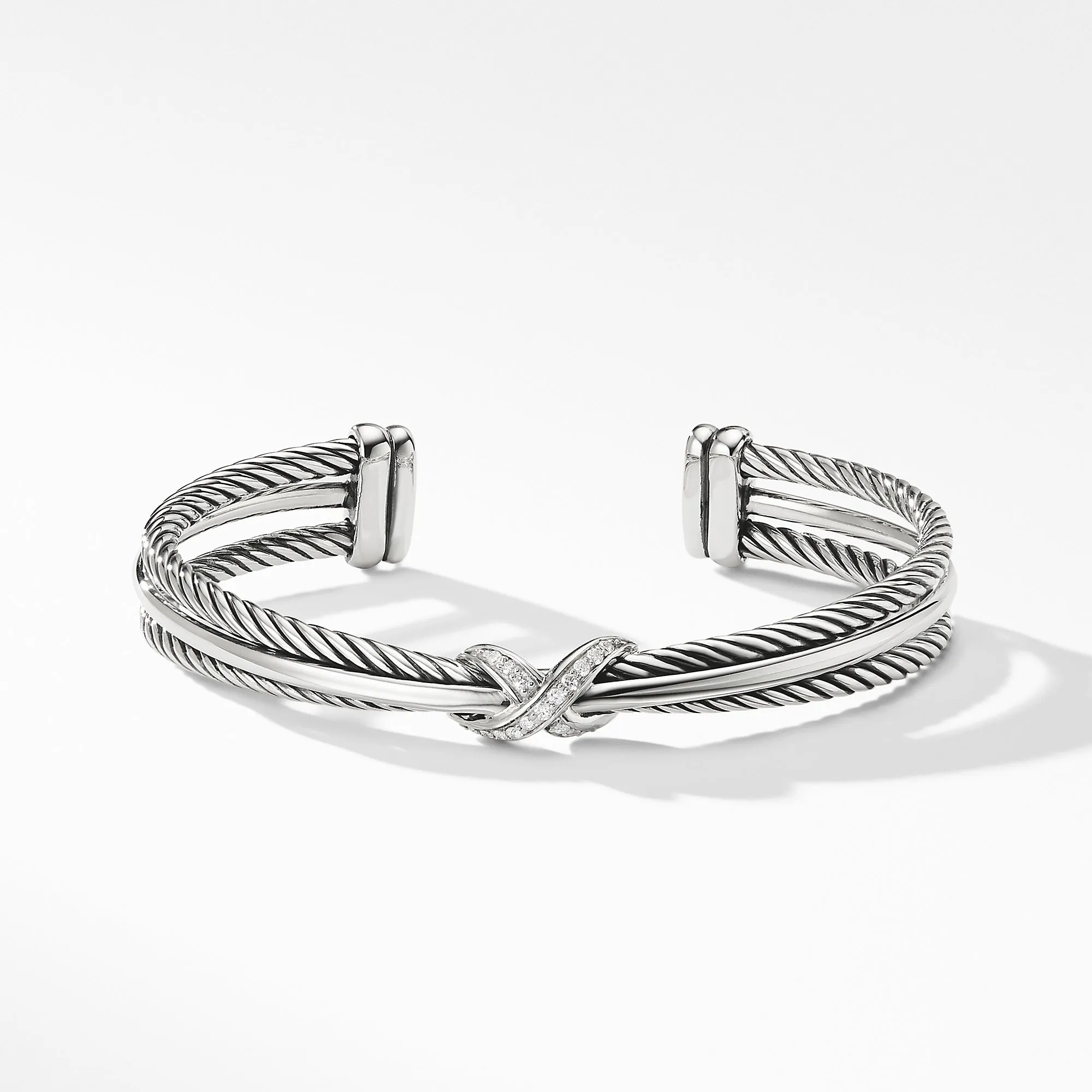 X Crossover Bracelet with Diamonds, Medium