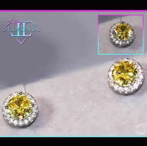 Yellow Diamond Earrings | Canary Yellow Earrings | Yellow Diamond Ear Studs | Stud Earrings | Diamond Ear Studs