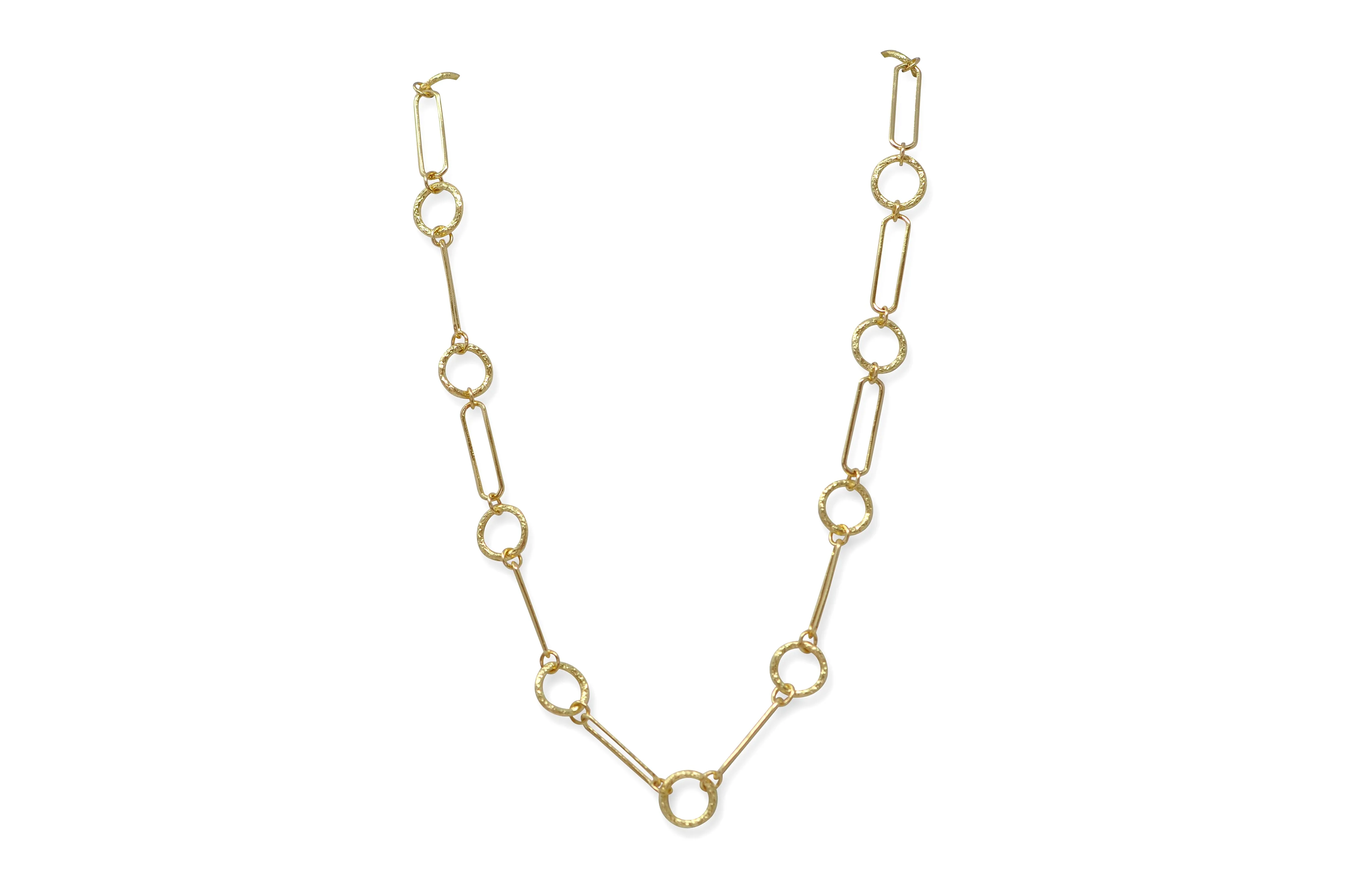 Yellow Gold Paperclip Chain Link Necklace