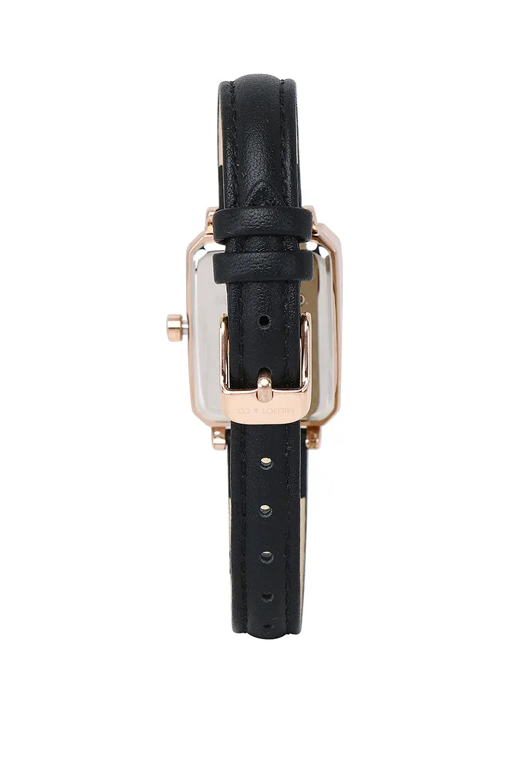 Zara Rose Gold Leather Analogue Watch (Black)