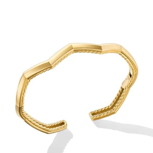 Zig Zag Stax Cuff Bracelet in 18K Yellow Gold, Size Medium
