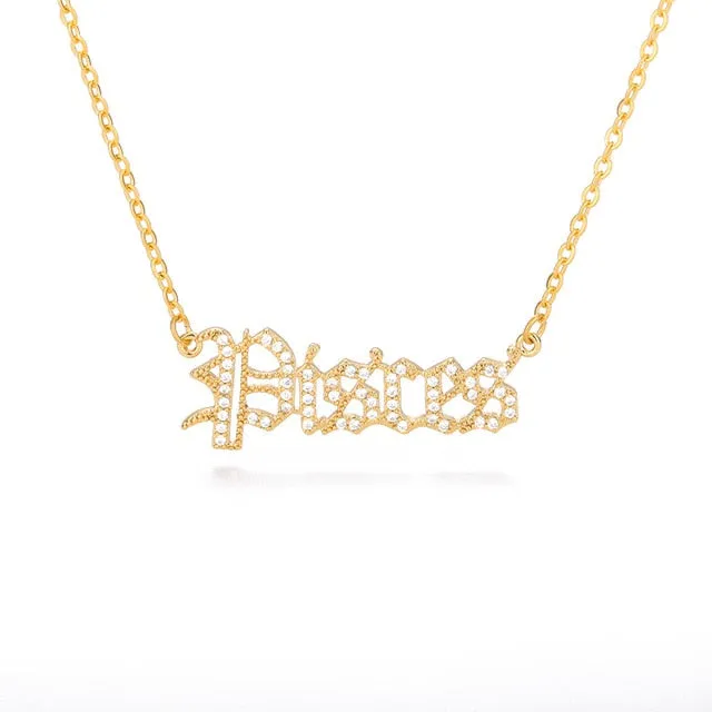 Zodiac Sign Rhinestone Necklace
