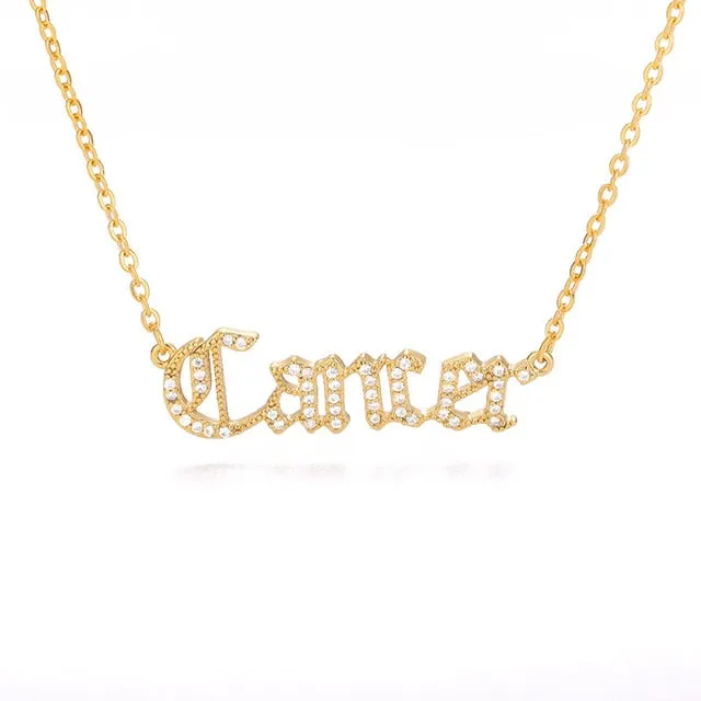 Zodiac Sign Rhinestone Necklace