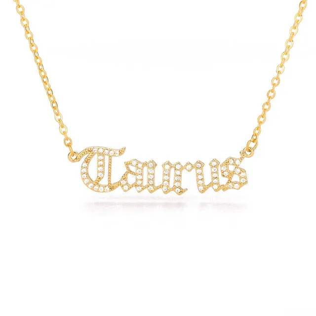 Zodiac Sign Rhinestone Necklace