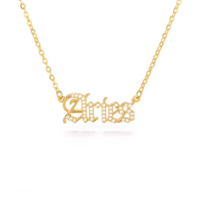 Zodiac Sign Rhinestone Necklace