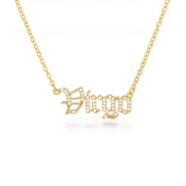 Zodiac Sign Rhinestone Necklace