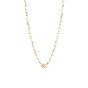 Zoe Chicco Gold Baguette Diamond Open Link Square Oval Chain Necklace